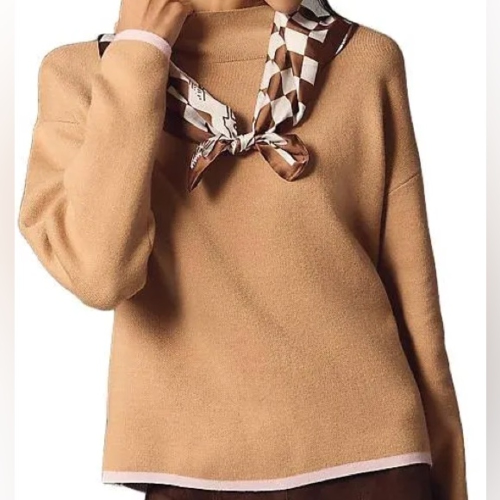 NWT Maeve Carys Mock Neck Sweater Camel Size M Anthropologie